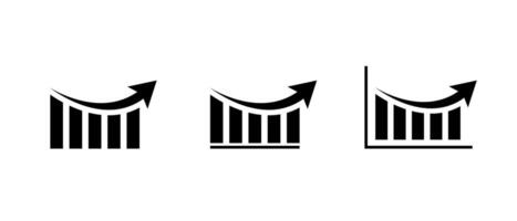 Recovery bar graph icon set. Rebound after downturn symbol vector