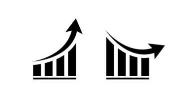 Growth and decline graph report icon. Financial chart arrow up and down sign symbol vector