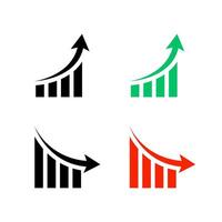 Bar graph growth and decline icon in flat style. Up and down arrow chart symbol vector