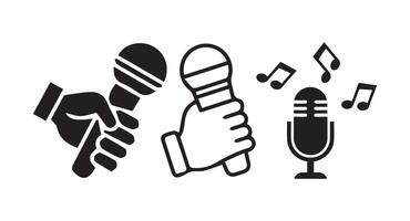 Podcast microphone line art. web and mobile icons. illustration eps 10 vector