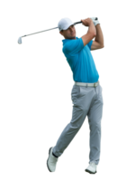 Dynamic golfer captures the perfect swing during an early morning tournament png