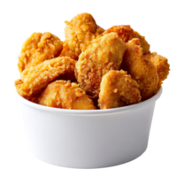 Crispy chicken tenders in bucket invite indulgence with their golden-brown crunchy texture displayed perfectly against a transparent backdrop png