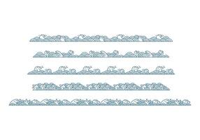 Japanese Inspired Wave and tide Outline Borders collection vector