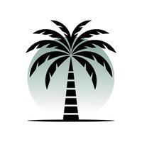 Palm Tree Silhouette on Gradient Circle vector