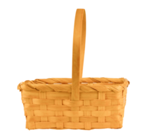 Wicker Basket with Handle. Empty Handwoven Wooden Basket Isolated on transparent background. Stock photo. png