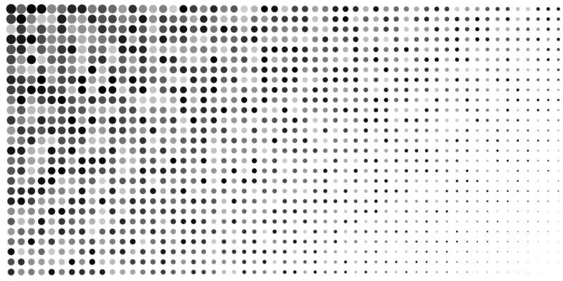 Polka dot pattern, Half tone subtle blob texture. Geometric pixel grid gradient. Tech point square design. Comic seamless disperse grange mosaic. Circle degrade graphic effect, fluid screen fade shape