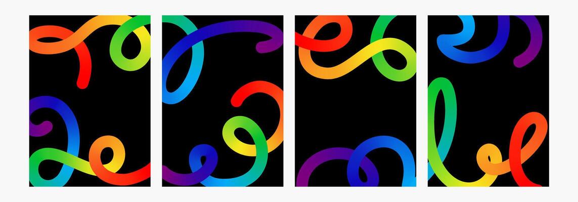 Abstract shape color gradient bg. 3d graphic pattern fluid wave . Liquid spiral swirl, dynamic curved confetti ribbon. Fun vibrant flow, twist rainbow carnival blend. Bright trendy splash
