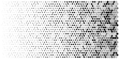 Connection dot pattern. Abstract geometric halftone pixel grid texture. Comic design seamless metaball circle effect. Gray tone fade gradient shape size and transparency. Tech angular mosaic vector