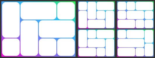 4x3 grid template. Photo layout bento box design. Collage mosaic shape post background. Slide moodboard brochure, montage poster abstract figure. Rectangular image gallery, circlular style vector
