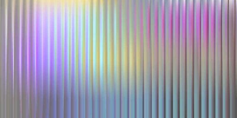 Iced glass Holograph texture. metal reed flute laser background. Ripple pattern effect. Silver striations frosty iridescent reflect mirror. Square abstract line gradient. Ribbed 3d prism pastel stripe
