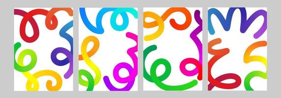 Line gradient shape, abstract color object kid pattern. 3d confetti graphic element. Curve happy birthday fluid wave design. liquid swirl path, dynamic spiral squiggle. Fun child trendy ribbon vector