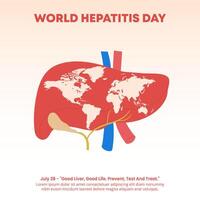 World Hepatitis Day design with a liver and world map vector