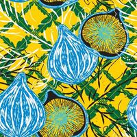 figs and leaves on a yellow background vector
