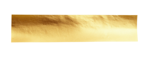 Shiny gold foil strip with a metallic finish, isolated on a transparent background png