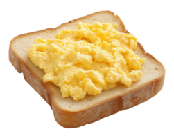 Scrambled egg served on a toasted bread slice isolated on transparent background png