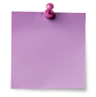 Blank purple paper note with thumbtack isolated on transparent background png