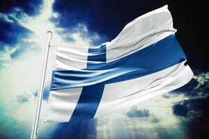 Finland flag, 3d rendering, sky, clouds, clouds, clouds, clouds, clouds photo