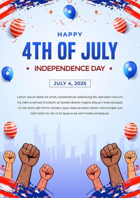 Vibrant Independence Day Celebration Poster with Patriotic Graphics and Text