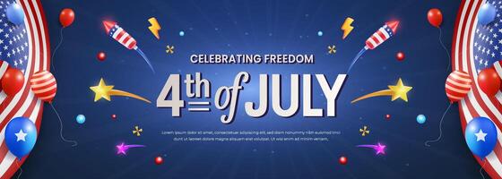 Celebration of Independence Day With Patriotic Decorations and Firework Elements vector