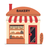 Charming Bakery Shop Facade with Striped Awning png