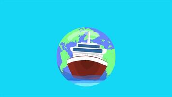 Animated of The Power Behind Maritime Transport. World Maritime day concept. Full length animated illustrations. High quality 4k footage video