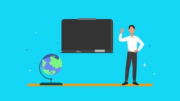 Animated of back to school with bus animation. Back to school concept. Full length animated illustrations. High quality 4k footage video