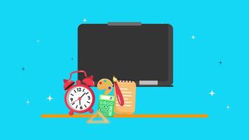 Animated of Time to Head Back to Class. Back to school concept. Full length animated illustrations. High quality 4k footage video