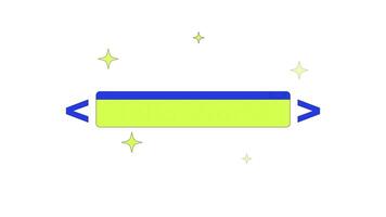 Hello world text coding banner in sparkles and code brackets 2D animation. Iconic starting point in programming phrase animated object cartoon flat concept metaphor 4K isolated on white video