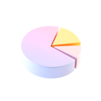 3D pastel pie chart illustration. Data visualization, analysis, and business presentation. png