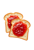 Toasted bread slices with strawberry jam, isolated on transparent background png