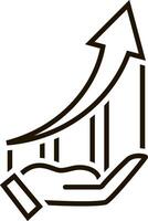 Growing graph in hand icon isolated. Sketch clipart vector