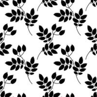 Hand Drawn Silhouette Rose hips on branch with leaves Seamless Pattern Botanical Minimalist Backdrop. Isolated illustration Nature Thematic Cards Background Banner, leaflets, price tag. labels vector