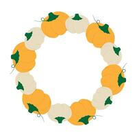 Autumn Pumpkins Orang and White Circular Frame order Healthy Food Themes Cards Copy space Template. Isolated illustration Autumn Holiday Themes or Menu Cards Party invite, banner, leaflets, tag vector