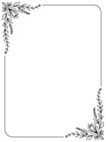 Elegant black floral corner border design with leaves and petals for decorative stationery layout vector