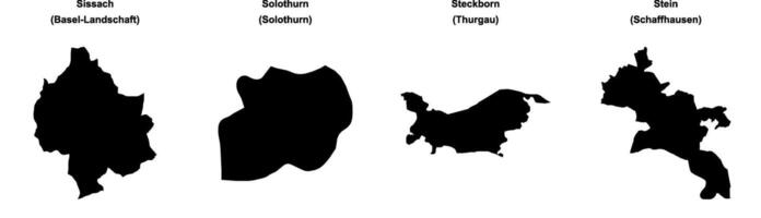 Sissach, Solothurn, Steckborn, Stein outline maps vector