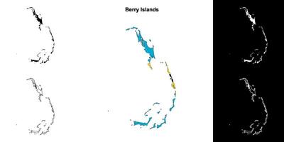 Berry Islands blank outline map set vector