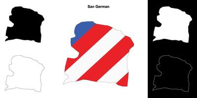 San German municipality blank outline map set vector