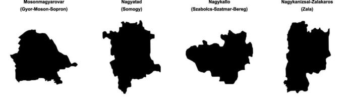 Mosonmagyarovar, Nagyatad, Nagykallo, Nagykanizsai Zalakaros outline maps vector