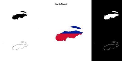 Nord-Ouest department blank outline map set vector