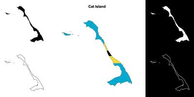 Cat Island blank outline map set vector