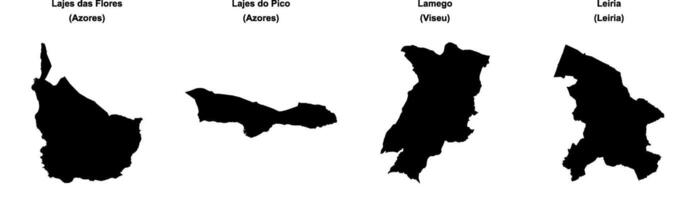 Lajes das Flores, Lajes do Pico, Lamego, Leiria outline maps vector