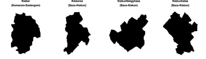 Kisber, Kiskoros, Kiskunfelegyhaza, Kiskunhalas outline maps vector
