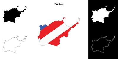 Toa Baja municipality blank outline map set vector