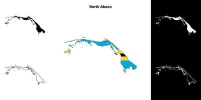 North Abaco blank outline map set vector