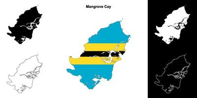 Mangrove Cay blank outline map set vector