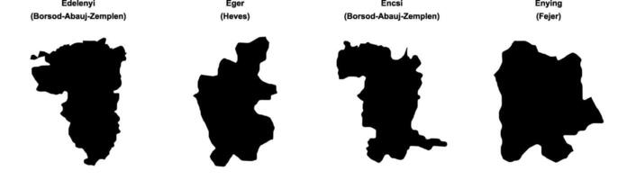 Edelenyi, Eger, Encsi, Enying outline maps vector