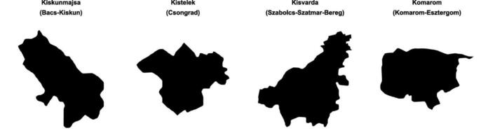 Kiskunmajsa, Kistelek, Kisvarda, Komarom outline maps vector