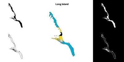 Long Island blank outline map set vector