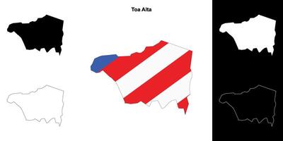 Toa Alta municipality blank outline map set vector