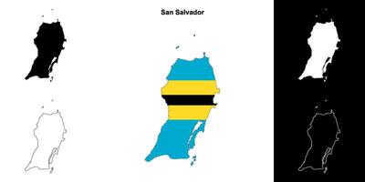 San Salvador blank outline map set vector